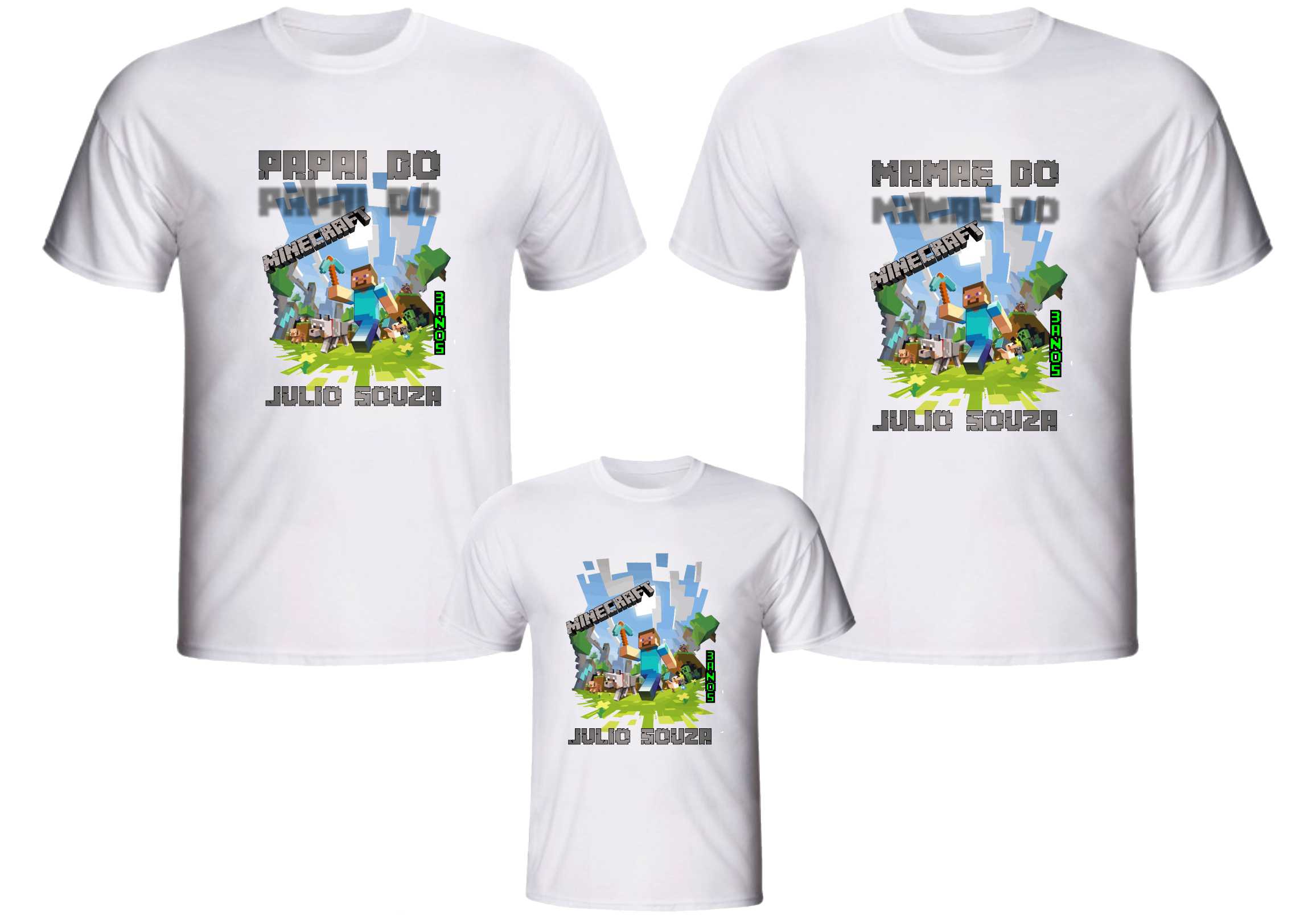 camisa camiseta para aniversario tema minecraft