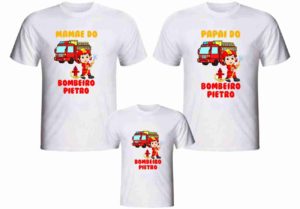 Kit 3 Camisetas Bombeiro baby para aniversário personalizada temática ou com sua arte