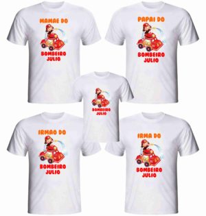 Kit 5 Camisetas Bombeiro baby para aniversário personalizada temática ou com sua arte