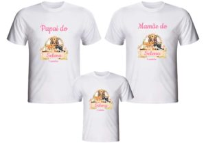 Kit 3 Camiseta Bosque Encantado para aniversário personalizada temática ou com sua arte