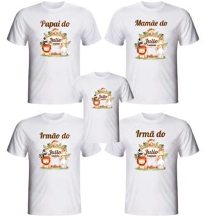 Kit 5 Camiseta Bosque Encantado para aniversário personalizada temática ou com sua arte