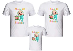 Camiseta Cocomelon para aniversário personalizada com a nossa ou com sua arte